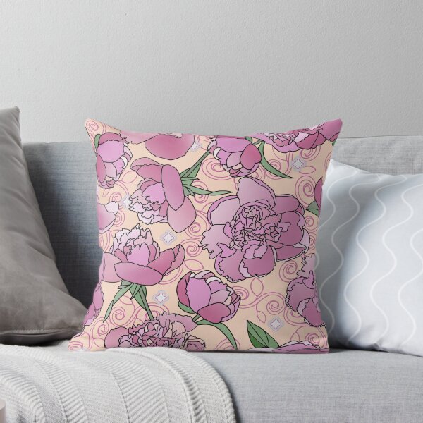 Aperçu de l'œuvre Tossed Pink Peonies on Light Peach Repeat 5748 créée et vendue par Art in My Loft.