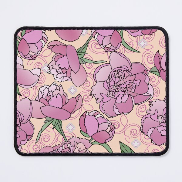Artikelvorschau, Tossed Pink Peonies on Light Peach Repeat 5748 entworfen und verkauft von Art in My Loft.
