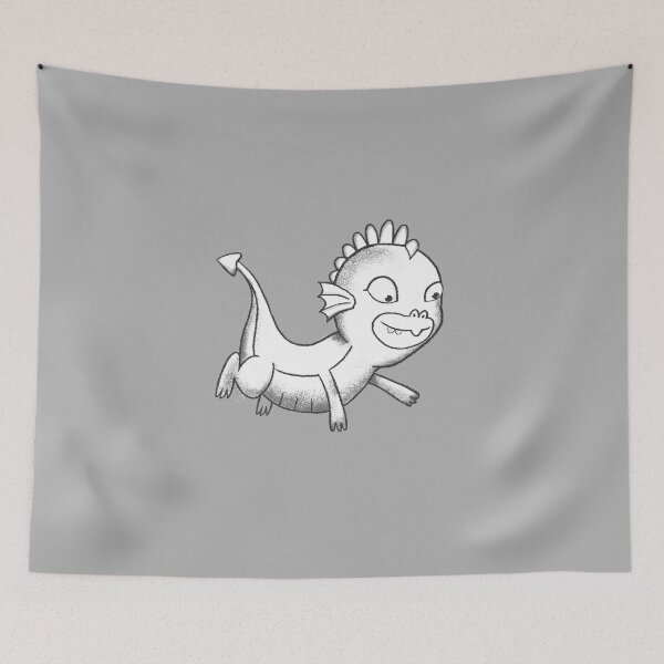 Item preview, cute greyscale dragon designed and sold by jasmineberry.