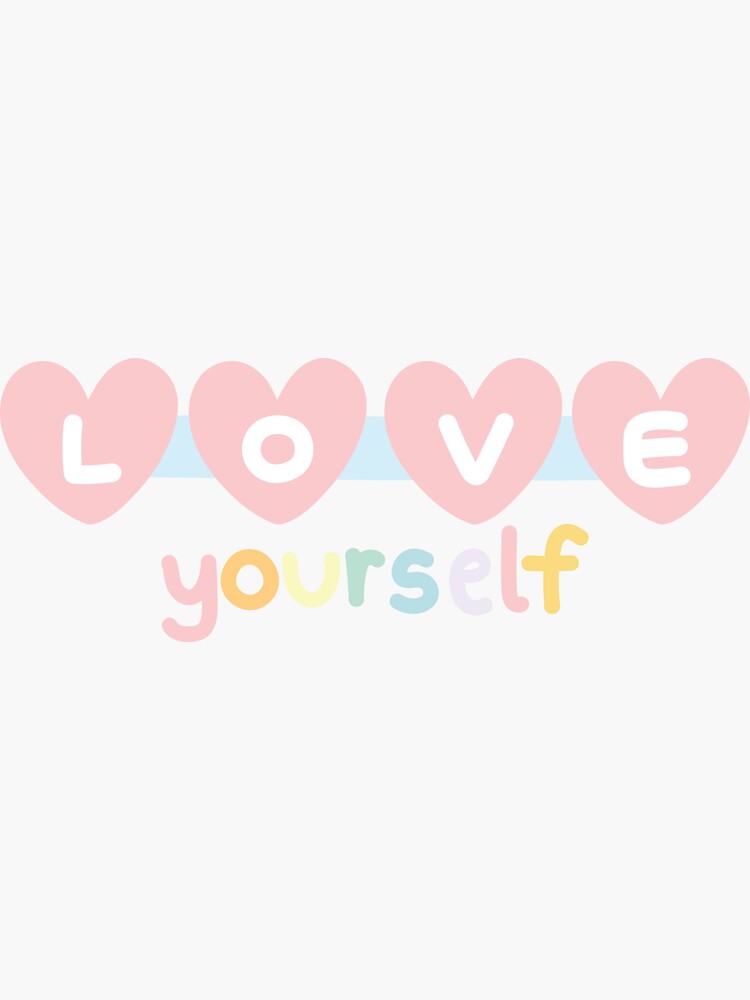 Love Yourself Textcartoon Lettering Designkawaii Fontheart Hand