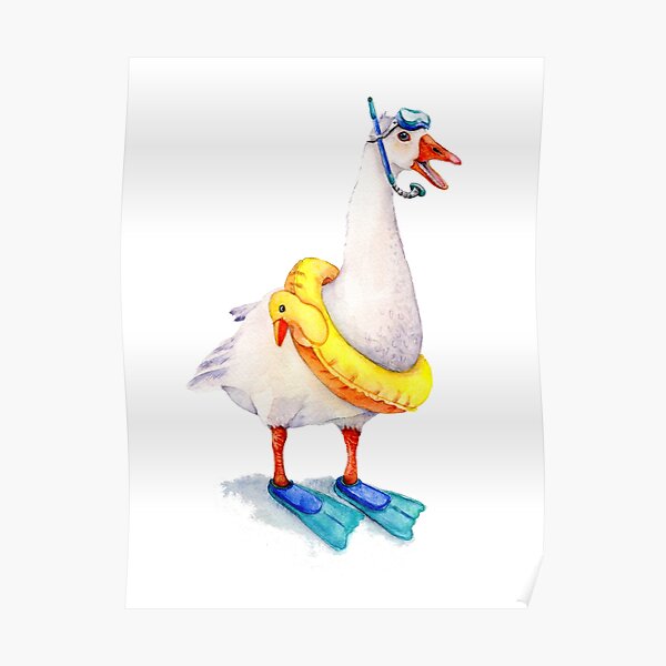 Snorkeling Goose Poster