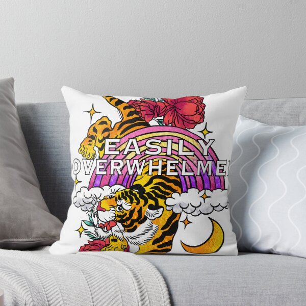 Item preview, Colorful Mental health statement tiger 'Easily Overwhelmed' designed and sold by Sanne-Marie Kohlmann.