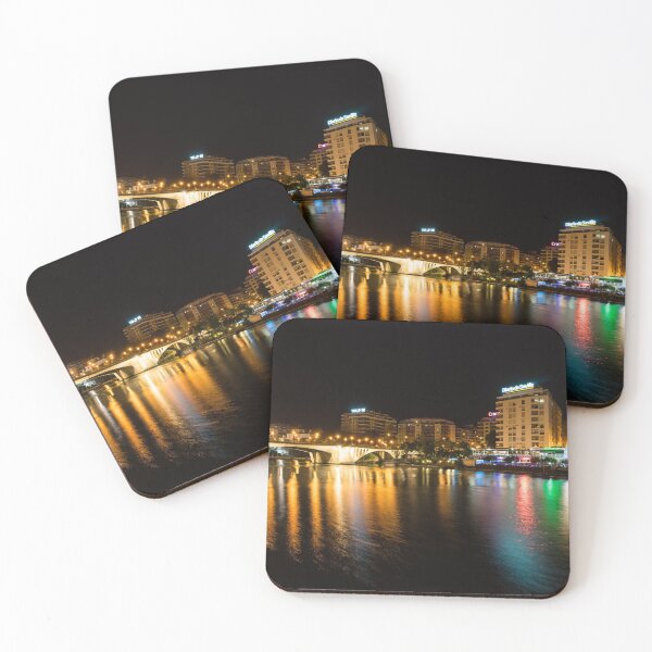 Item preview, Seville Night Magic - Triana Multicolored Reflections Shimmering in Guadalquivir River designed and sold by Georgia Mizuleva.
