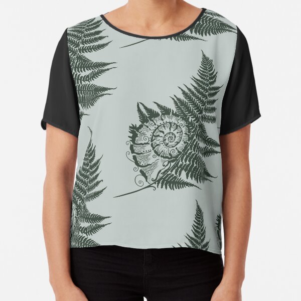 Farn Schneckenhaus Farnblatt Herbst Chiffon Top