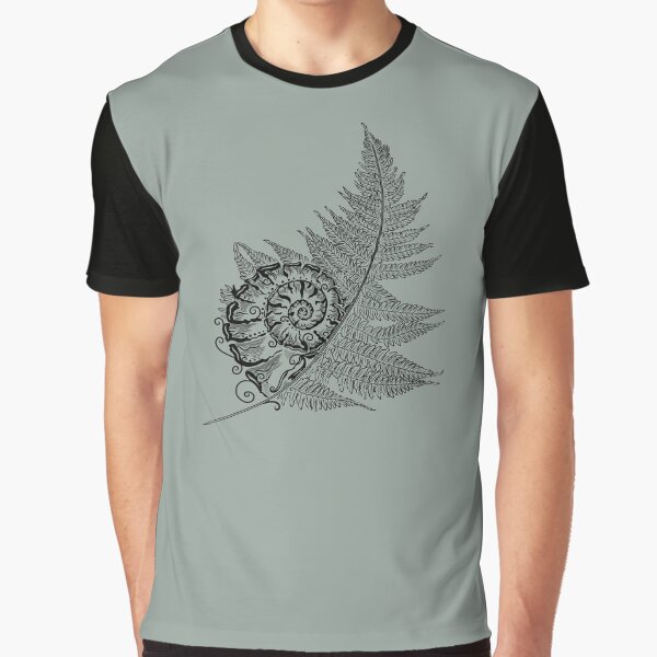 Farn Schneckenhaus Farnblatt Herbst Grafik T-Shirt