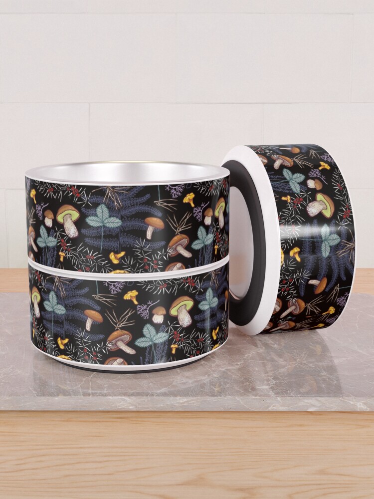 Alternate view of dark wild forest mushrooms Pet Bowl
