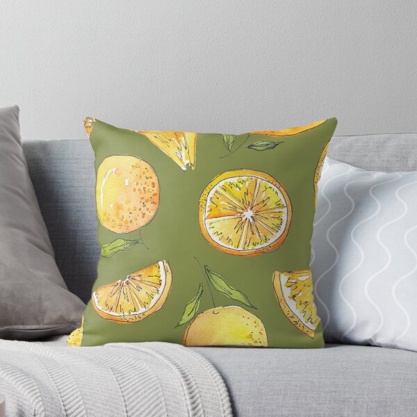 Item preview, Watercolour Oranges on Moss Green designed and sold by TodaySarahMade.