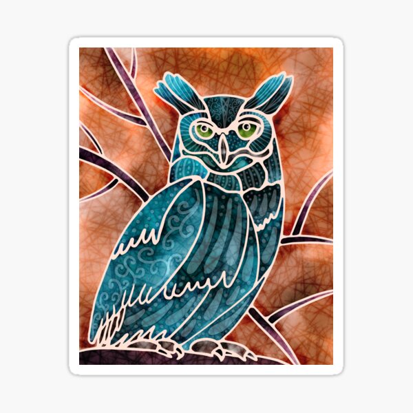 Boho Owl turquoise on orange Sticker