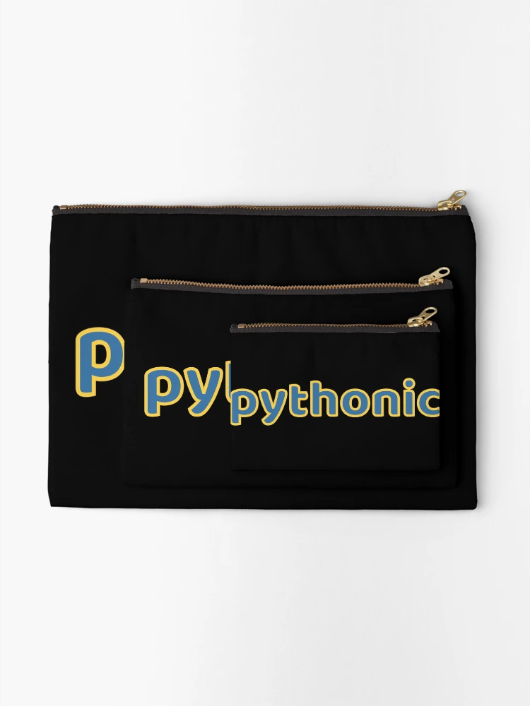 Thumbnail 2 of 4, Zipper Pouch, Pythonic - Python Programmer Blue/Yellow Text Design designed and sold by geeksta.