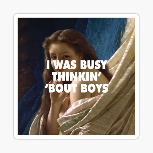Portrait of a Young Woman Dreaming 'Bout Boys Sticker