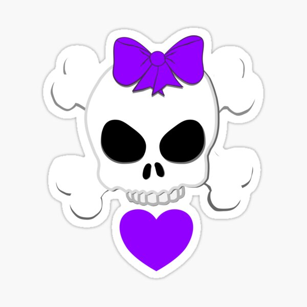 Purple Bow & Heart Skull Sticker