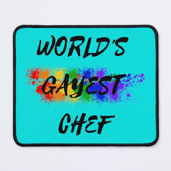 Item preview, World's Gayest Chef Rainbow Color Splash For Gay Chefs For Pride Month In Cyan designed and sold by LuckyKermit.