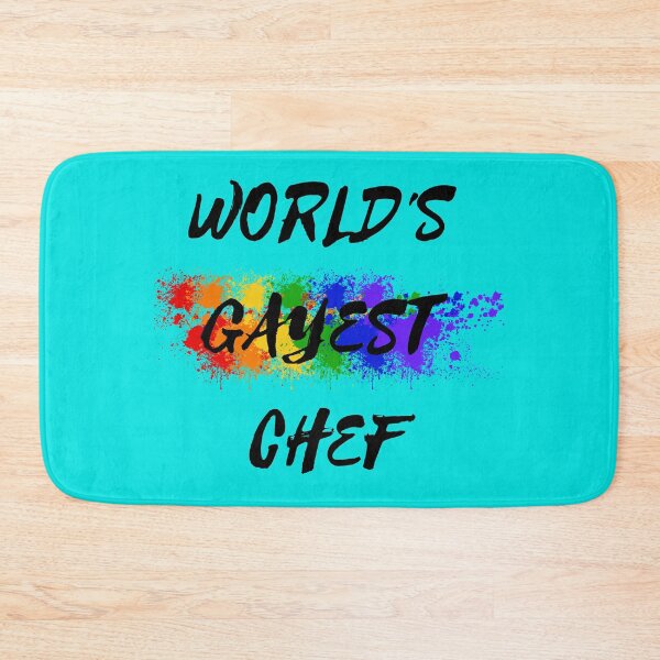 Item preview, World's Gayest Chef Rainbow Color Splash For Gay Chefs For Pride Month In Cyan designed and sold by LuckyKermit.