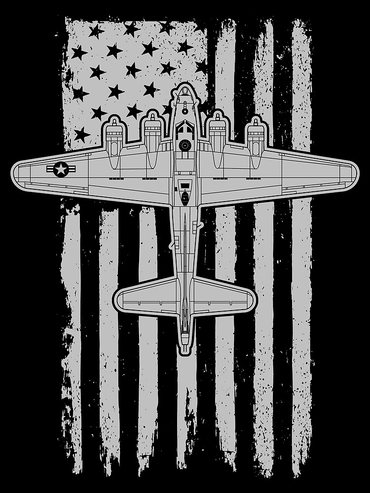 Thumbnail 3 von 3, Tuch, B-17 Flying Fortress Airplane American Flag WW2 B17 Gear designt und verkauft von DynamicDesign.