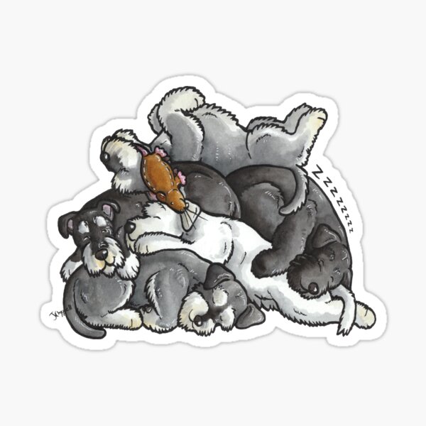 Item preview, Miniature Schnauzer - sleeping pile designed and sold by animalartbyjess.