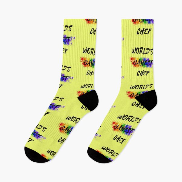 Item preview, World's Gayest Chef Rainbow Color Splash For Gay Chefs For Pride Month In Yellow designed and sold by LuckyKermit.