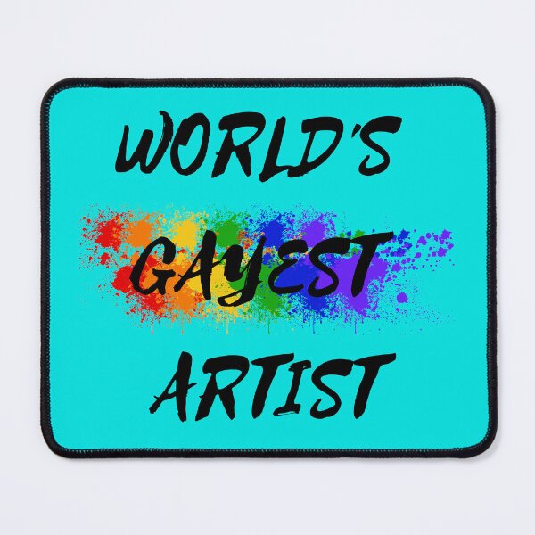 Item preview, World's Gayest Artist Rainbow Color Splash For Gay Artists For Pride Month In Cyan designed and sold by LuckyKermit.