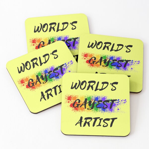 Item preview, World's Gayest Artist Rainbow Color Splash For Gay Artists For Pride Month In Yellow designed and sold by LuckyKermit.