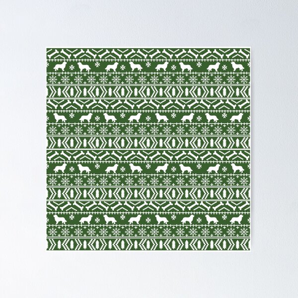 Item preview, Bernese Mountain Dog fair isle christmas dog breed pattern green and white minimal  designed and sold by PetFriendly.