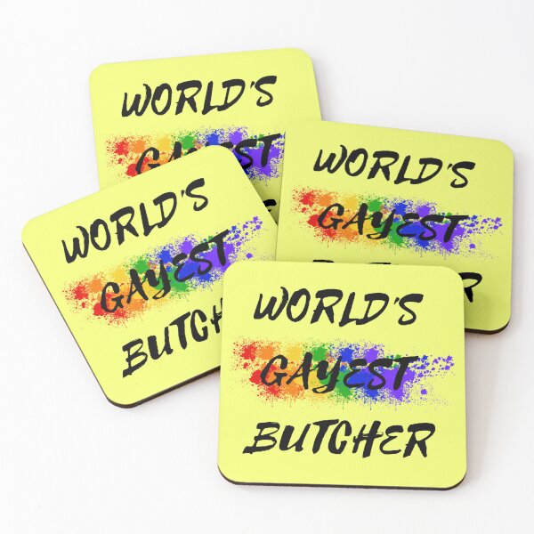 Item preview, World's Gayest Butcher LGBT Colors For Proud Gay Butchers In Yellow designed and sold by LuckyKermit.