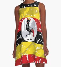 Uganda grunge vintage flag A-Line Dress
