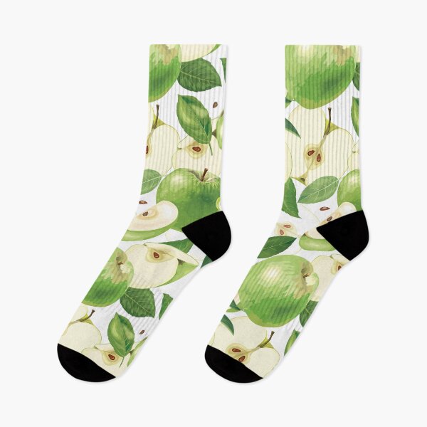 Item preview, Green Apple Fruit, Slices, Halves and Leaves designed and sold by danikaVT.