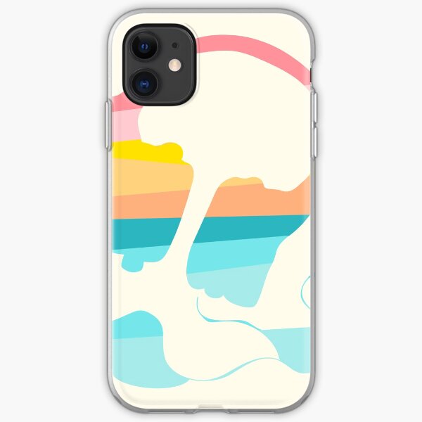 Headphones in sunset rainbow colors iPhone Soft Case