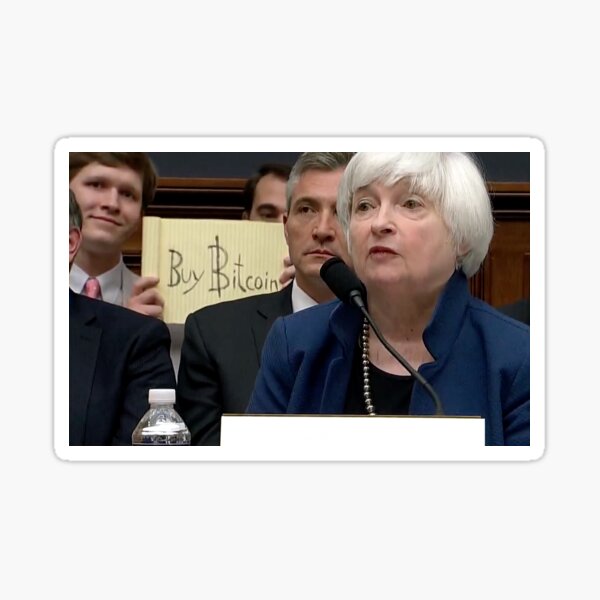 Item preview, Buy Bitcoin Janet Yellen Federal Reserve Sticker designed and sold by Jack Curtis.
