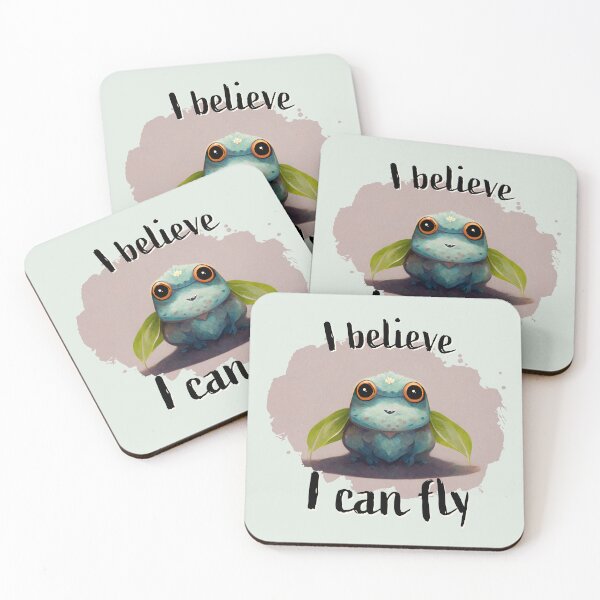 Item preview, I believe I can fly | Funny frog illustration designed and sold by MadSwellDesigns.