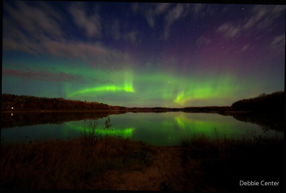 "Northern Lights Over Nevis, Minnesota Lake on 10/13/16" by Debbie