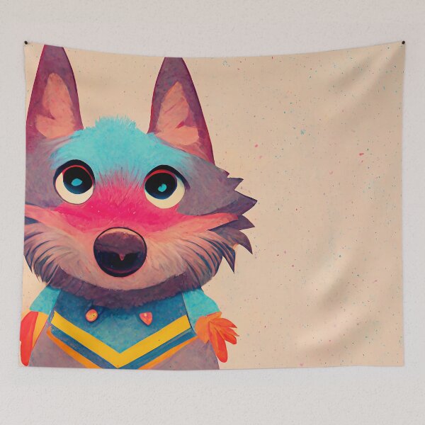 Item preview, Adorable colorful painted wolf designed and sold by MadSwellDesigns.