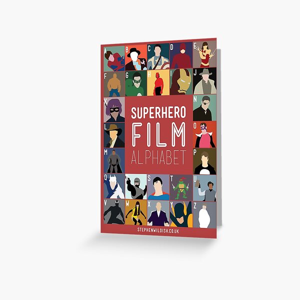 Superhero Film Alphabet Greeting Card