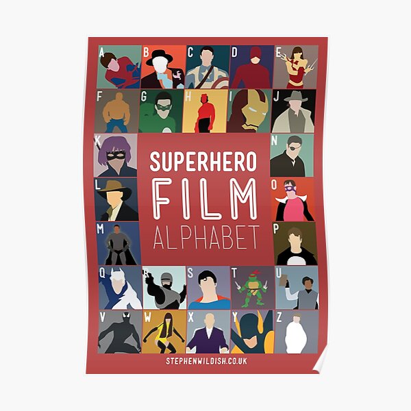 Superhero Film Alphabet Poster