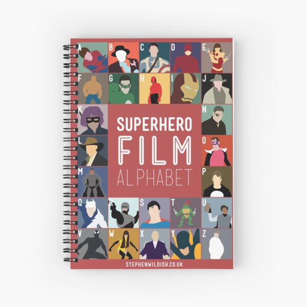 Superhero Film Alphabet Spiral Notebook