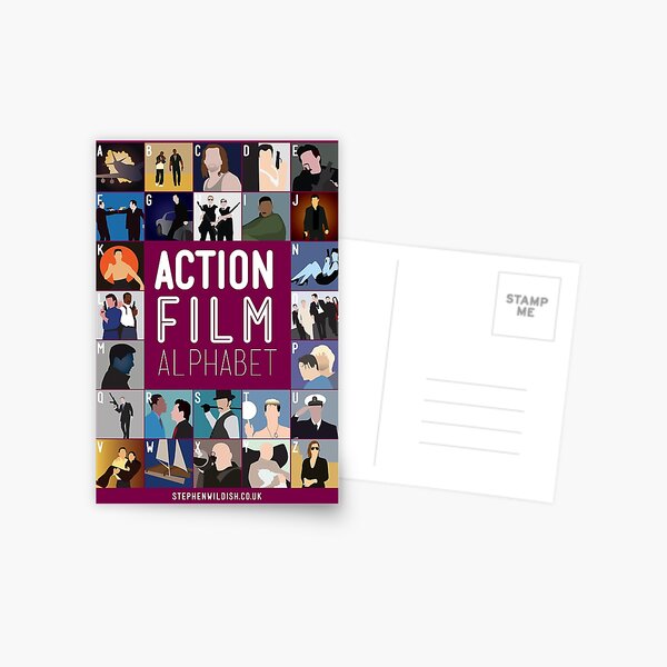 Action Film Alphabet Postcard