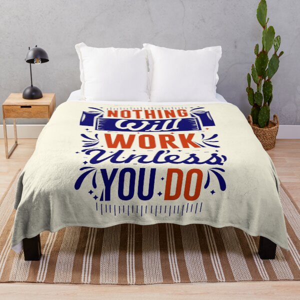 Artikelvorschau, Nothing will work unless you Do - Ein Motivationsschriftzug in blau und rot mit dem Slogan Nothing will wor unless you do entworfen und verkauft von velisani.