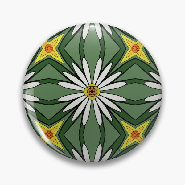 Item preview, Daisy flower looking design with yellow and white pedals, green leaf background, unique hand drawn geometric repeating pattern - WelshDesigns designed and sold by welshdesigns.