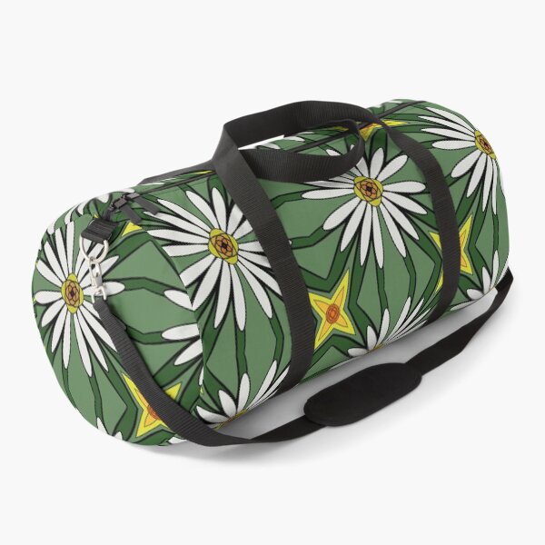 Item preview, Daisy flower looking design with yellow and white pedals, green leaf background, unique hand drawn geometric repeating pattern - WelshDesigns designed and sold by welshdesigns.