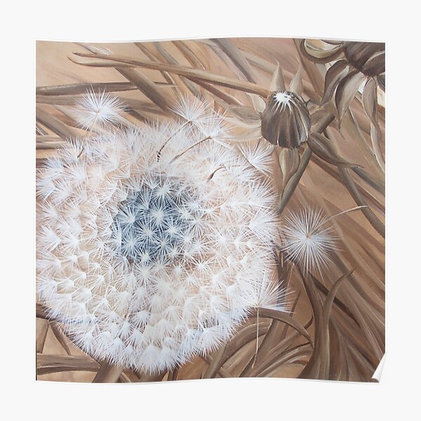 Sepia dandelion seed Poster