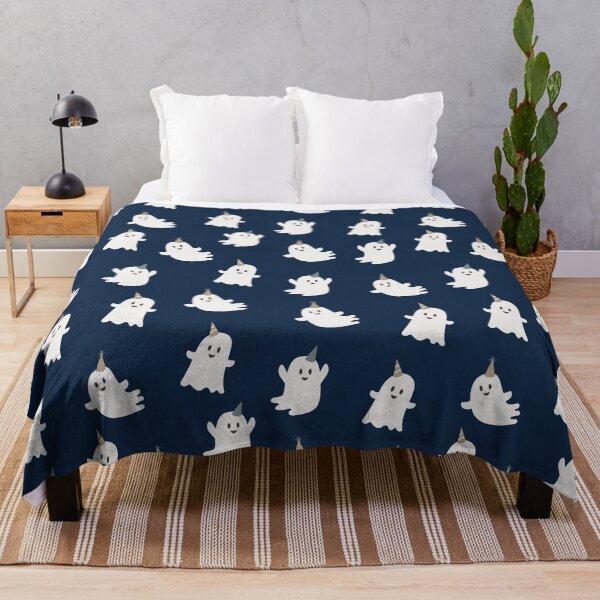 Item preview, Cute Halloween Flying Ghosts Pattern in Navy Blue designed and sold by autumnchu.