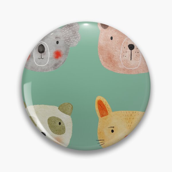 Item preview, Cute Watercolor Animal Faces Koala Coala Bear Panda Cat Zoo - Mint designed and sold by StudioAkubi.
