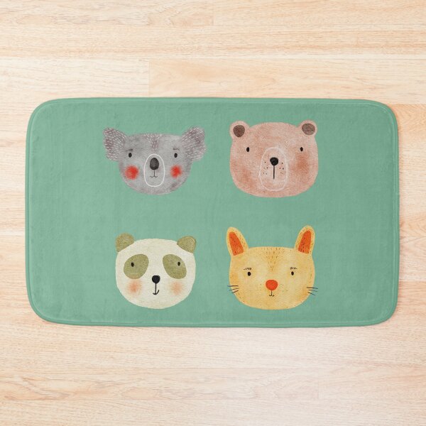 Item preview, Cute Watercolor Animal Faces Koala Coala Bear Panda Cat Zoo - Mint designed and sold by StudioAkubi.