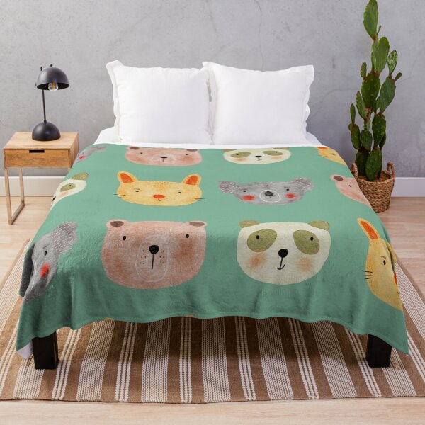 Item preview, Cute Watercolor Animal Faces Koala Coala Bear Panda Cat Zoo - Mint designed and sold by StudioAkubi.