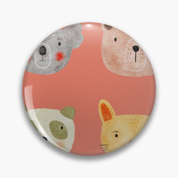 Item preview, Cute Watercolor Animal Faces Koala Coala Bear Panda Cat Zoo - Orange designed and sold by StudioAkubi.
