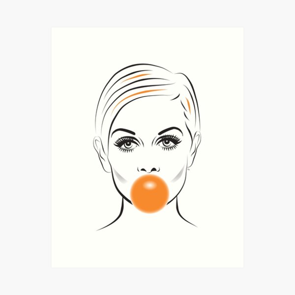 Twiggy Bubble Gum Portrait Art Print