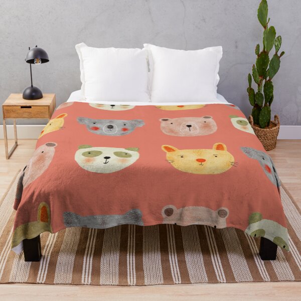 Item preview, Cute Watercolor Animal Faces Koala Coala Bear Panda Cat Zoo - Orange designed and sold by StudioAkubi.