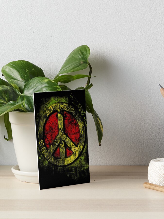 Rasta 3D Peace Sign - One Love - Graffiti - Grunge