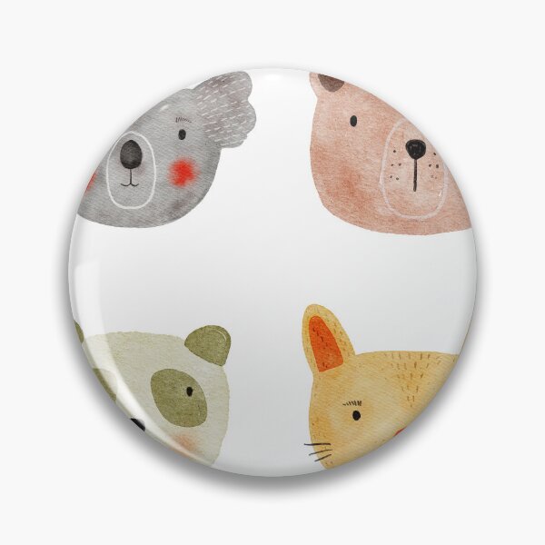Item preview, Cute Watercolor Animal Faces Koala Coala Bear Panda Cat Zoo - White designed and sold by StudioAkubi.