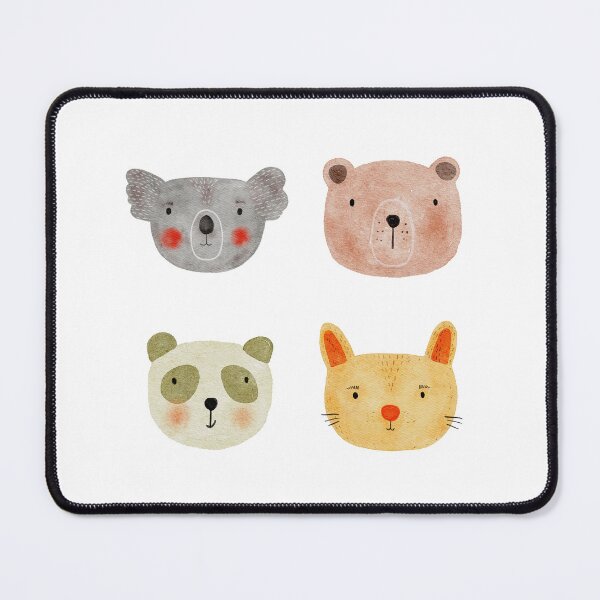 Item preview, Cute Watercolor Animal Faces Koala Coala Bear Panda Cat Zoo - White designed and sold by StudioAkubi.