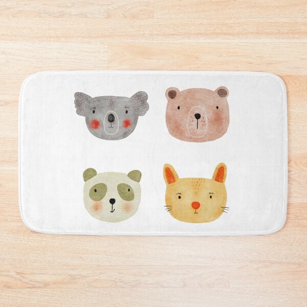Item preview, Cute Watercolor Animal Faces Koala Coala Bear Panda Cat Zoo - White designed and sold by StudioAkubi.